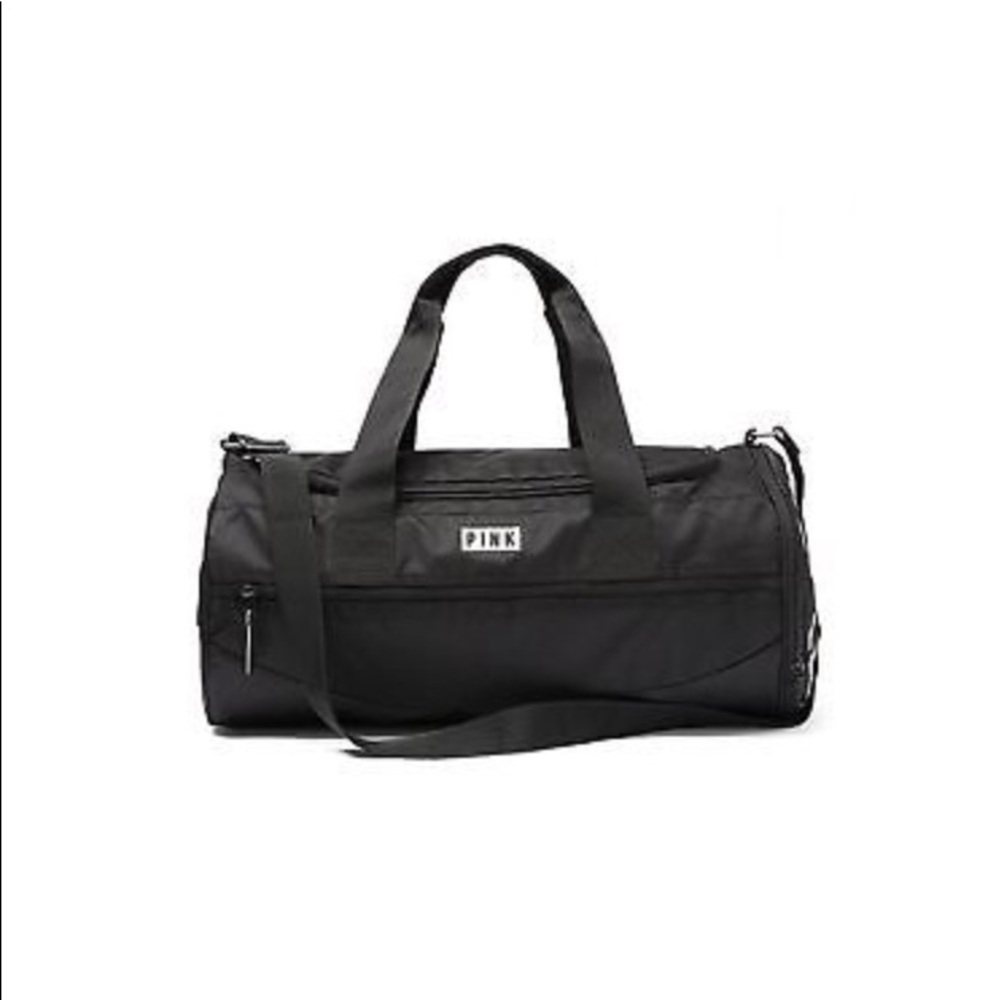 NWT PINK VICTORIAS SECRET BLACK GYM DUFFEL BAG